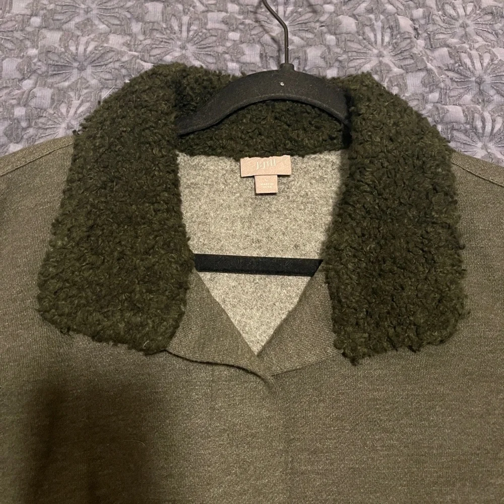 J. Jill Olive Pea Coat with Dark Collar - Picture 4 of 8